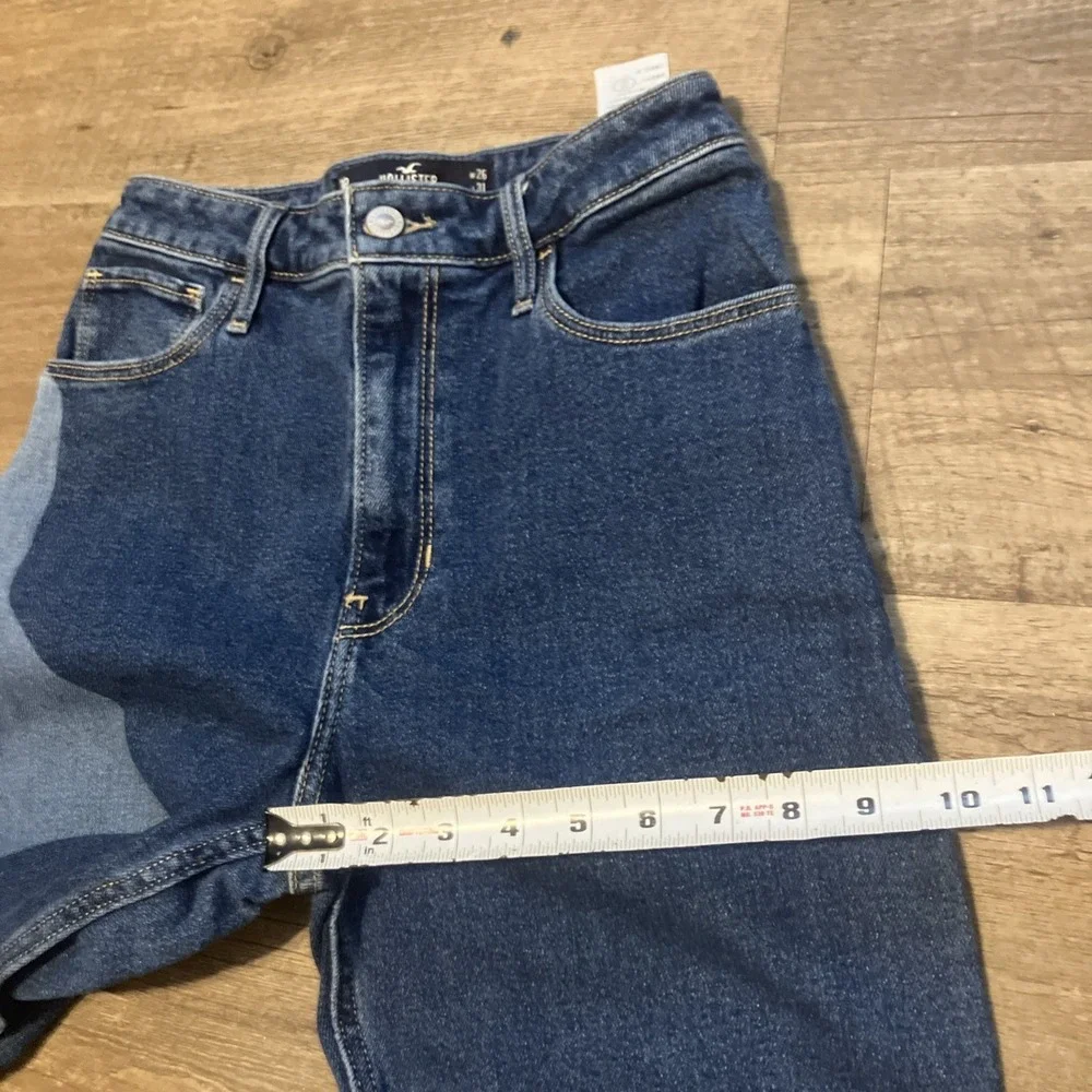 Hollister Dad Jeans 3 R 26x31 Blue Ultra High Rise Wavy Two Tone Wide Leg